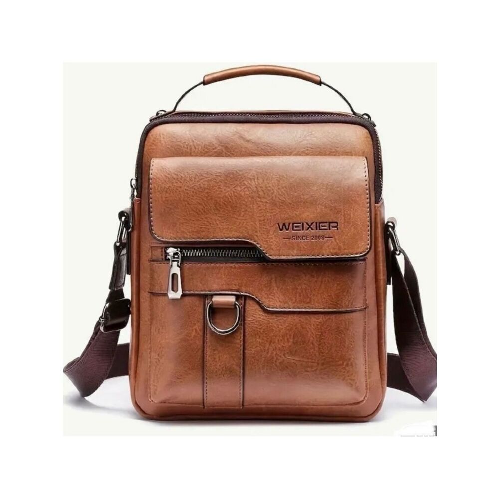 NWT WEIXIER Vintage Tan Camel Shoulder Spacious Multi-Pocket Office Travel Bag